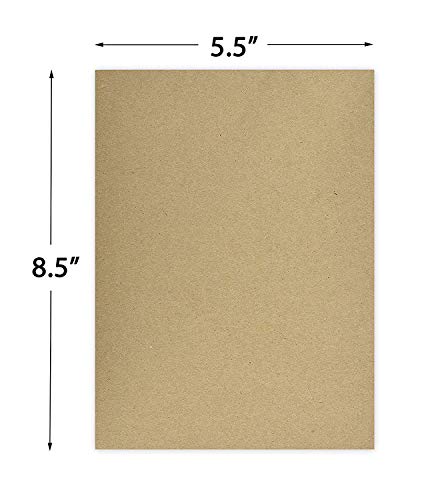 25 Sheets of Chipboard, 30pt (Point) Medium Weight Cardboard .030 Caliper Thickness, Craft and Packing, Brown Kraft Paper Board (8.5 x 5.5) FoldCard