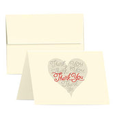 Stylish Cream Thank You Heart Cards - 25 Pack - Perfect for Showing Appreciation and Gratitude