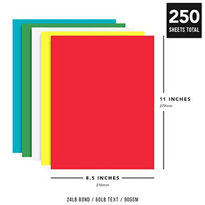 Multicolor Chart Paper Bright Multicolor Paper Set | 250 Sheets | 8.5 x 11
