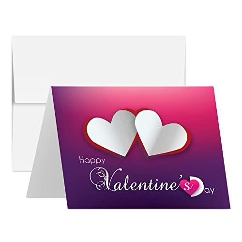 Valentine's Day Greeting Cards - 25 Pack Premium Quality 4.25x5.5 inches Heart Design and Typography Cards with Envelopes