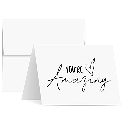 “You’re Amazing” Cards and Envelopes – Elegant Fold Over Greetings of Appreciation, Encouragement and Thanks for Friends and Family – Blank Inside | 4.25 x 5.5” | 25 per Pack