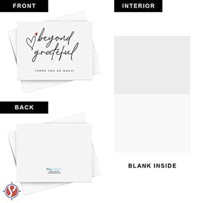 Beyond Grateful Thank You So Much Cards w/ Small Red Heart, Elegant and Premium Thank You Cards for All Occasions 25 par pack