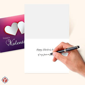 Tarjetas de felicitación para el día de San Valentín, paquete de 25 tarjetas de calidad premium de 4,25 x 5,5 pulgadas con diseño de corazón y tipografía con sobres