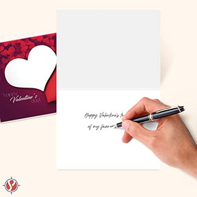Happy Valentine’s Day Greeting Cards and Envelopes, Beautiful and Romantic Love Red Hearts Greetings for Husband, Wife, Boyfriend, or Girlfriend | 4.25 x 5.5” (A2 Size) | 25 per Pack