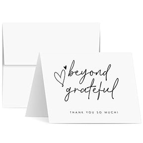 Tarjetas de agradecimiento Beyond Grateful, felicitaciones plegables elegantes - A2 - 25 por paquete