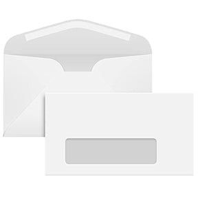 No. 6-3/4 Premium Quality White Business Envelopes - Commercial Flap w/ Gummed Seal- 50 Pack