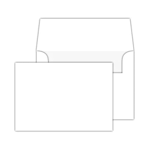 4" x 6" Heavyweight Blank White Note Cards with Envelopes, A4 Size Envelopes - 50 Cards and 50 Envelopes per Pack FoldCard