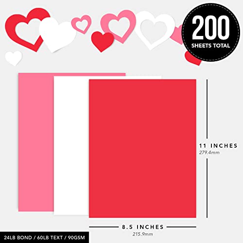 Paquete de papel de colores para el día de San Valentín 24 lb 8.5 x 11 200 hojas