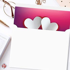 Tarjetas de felicitación para el día de San Valentín, paquete de 25 tarjetas de calidad premium de 4,25 x 5,5 pulgadas con diseño de corazón y tipografía con sobres