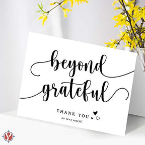 Beyond Grateful Thank You So Very Much Greeting Cards, Blank White Interior | A2 | 25 per Pack