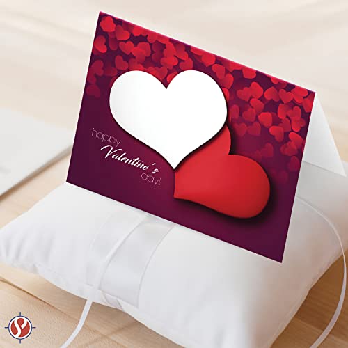 Tarjetas y sobres de felicitación del Día de San Valentín, hermosos y románticos saludos de corazones rojos de amor para esposo, esposa, novio o novia | 4,25 x 5,5” (tamaño A2) | 25 por paquete