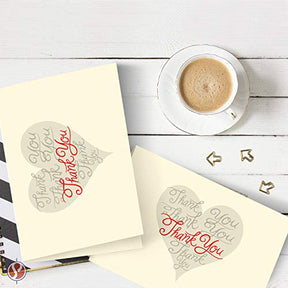 Stylish Cream Thank You Heart Cards - 25 Pack - Perfect for Showing Appreciation and Gratitude