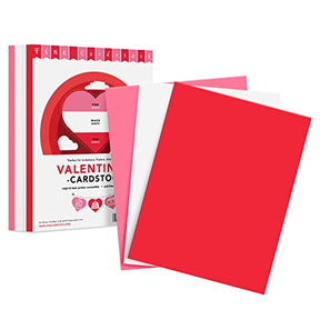 Valentine’s Colored Card Stock Paper - Red, Pink & White 8.5 x 11" Cardstock for Greetings, Gift Tags, Art & Crafts, Invitations & Announcements | 100 Sheets Total