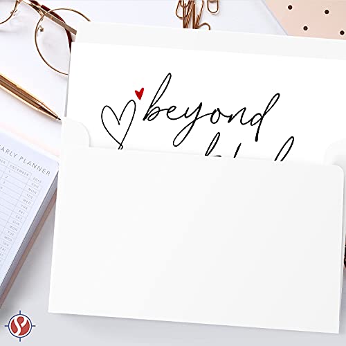 Tarjetas de agradecimiento Beyond Grateful con corazón rojo pequeño, tarjetas de agradecimiento elegantes y premium para todas las ocasiones, paquete de 25 pares