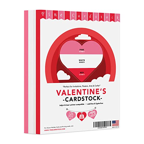 Papel de cartulina de colores de San Valentín: cartulina roja, rosa y blanca de 8.5 x 11" para saludos, etiquetas de regalo, arte y manualidades, invitaciones y anuncios | 100 hojas en total