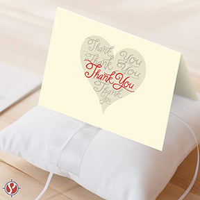 Elegantes tarjetas de agradecimiento en forma de corazón color crema, paquete de 25, perfectas para mostrar aprecio y gratitud