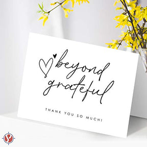 Tarjetas de agradecimiento Beyond Grateful, felicitaciones plegables elegantes - A2 - 25 por paquete