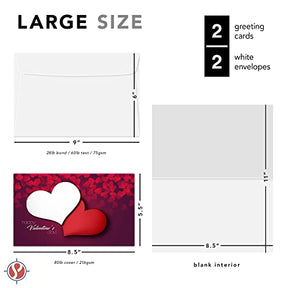 Romántico corazón rojo jumbo tarjeta y sobre del día de San Valentín (juego de 2)