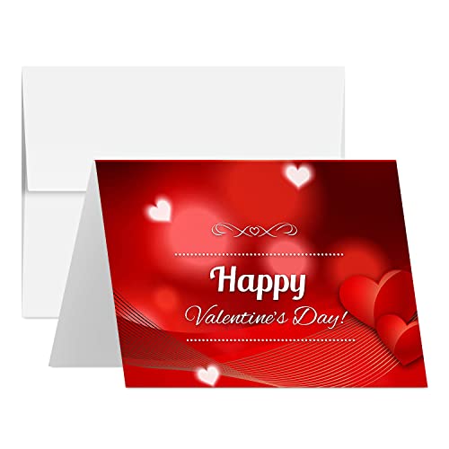 Valentine's Day Cards - 25 Pack with Beautiful Hearts Design and Premium Quality Blank Cards and Envelopes - A2 Size and 80lb Cover - Great for Any Occasion