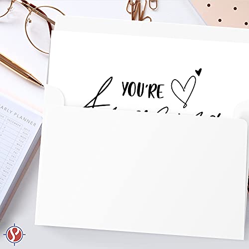 Tarjetas y sobres "You're Amazing" - Elegantes saludos plegables de agradecimiento, aliento y agradecimiento para amigos y familiares - Interior en blanco | 4,25 x 5,5” | 25 por paquete