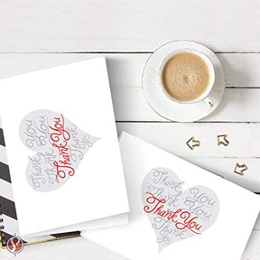Stylish White Thank You Heart Cards - 25 Pack - Perfect for Showing Appreciation and Gratitude