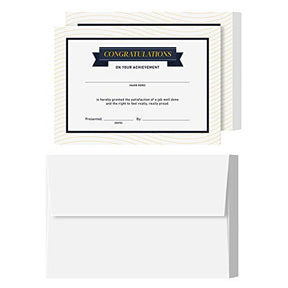 Felicitaciones elegantes tarjetas de notas planas | Completar espacios en blanco | 25 tarjetas y sobres