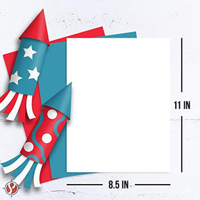 Papel de cartulina de color patriótico | 8.5x11" | 4 de julio, Día del Trabajo, Artes y manualidades | 100 hojas
