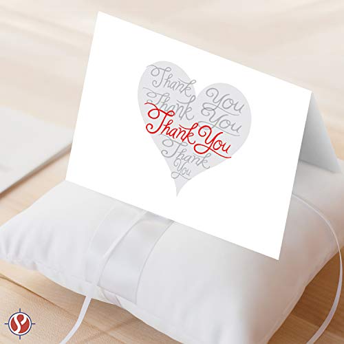 Elegantes tarjetas blancas de agradecimiento con forma de corazón, paquete de 25, perfectas para mostrar aprecio y gratitud.