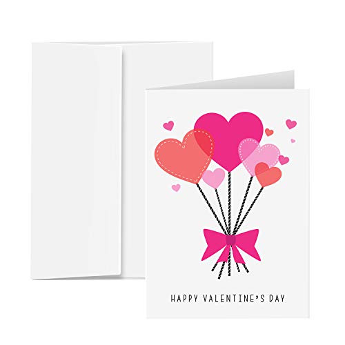 Cute and Romantic Love Heart Greeting Thank You Cards for Valentine's Day - Perfect for Husbands, Wives, Boyfriends, and Girlfriends - 10 Cards & 10 Envelopes (5x7 inches A7 size)