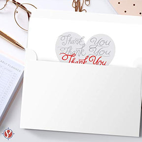 Elegantes tarjetas blancas de agradecimiento con forma de corazón, paquete de 25, perfectas para mostrar aprecio y gratitud.