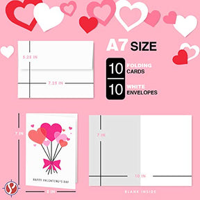Lindas y románticas tarjetas de agradecimiento con corazón de amor para el día de San Valentín, perfectas para esposos, esposas, novios y novias, 10 tarjetas y 10 sobres (tamaño A7 de 5x7 pulgadas)