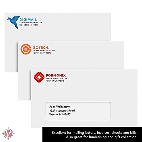 No. 6-3/4 Premium Quality White Business Envelopes - Commercial Flap w/ Gummed Seal- 50 Pack