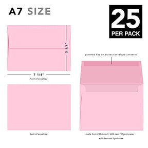 Sobres A7 para el Día de San Valentín en ultra rosa, duraderos y compatibles con tarjetas de felicitación, invitaciones y postales, paquete de 25