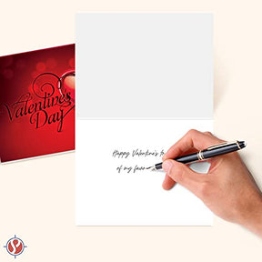 Valentine's Day Cards with Script Heart Design - 25 Pack of Personalized Love Greetings