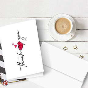 Tarjetas de felicitación de agradecimiento para el día de San Valentín, calidad premium con diseño artístico de corazón, 25 tarjetas y 25 sobres por paquete.
