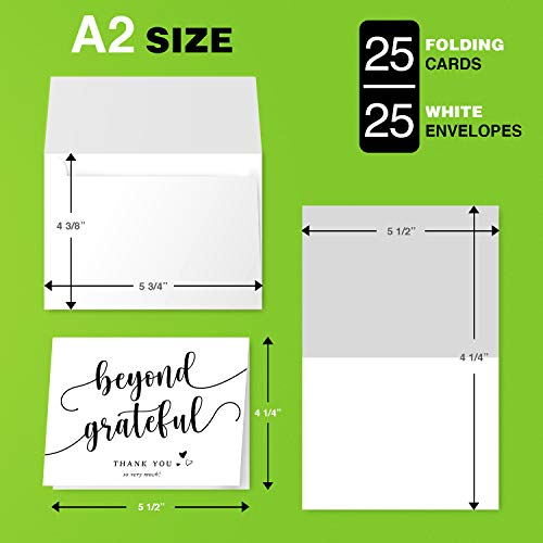 Beyond Grateful Thank You So Very Much Greeting Cards, Blank White Interior | A2 | 25 per Pack