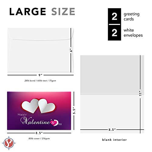 Grand Expressions of Love: Tarjetas y sobres gigantes para el Día de San Valentín (paquete de 2)