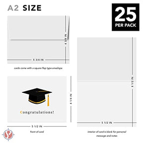 Congratulations Graduation Greeting Cards - 25 Pack with Envelopes