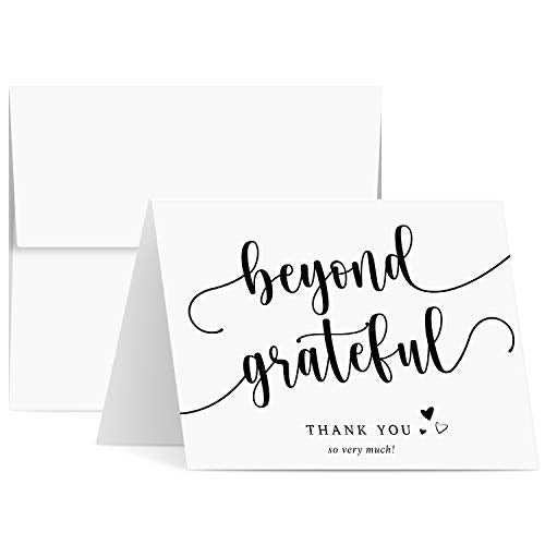 Tarjetas de felicitación Beyond Grateful Thank You So Very, interior blanco en blanco | A2 | 25 por paquete