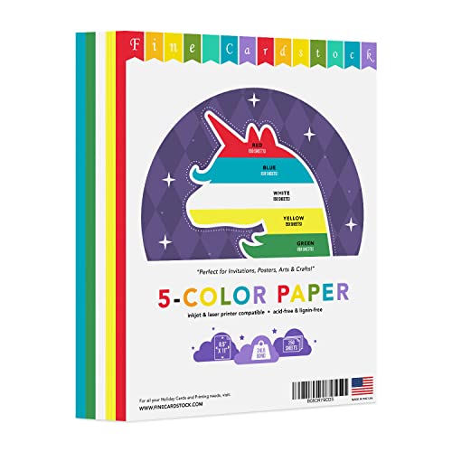 250 hojas de papel multicolor brillante de 8,5 x 11 para arte y manualidades, invitaciones y mucho más.