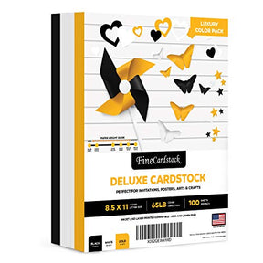 Versátil y elegante: paquete de 100 hojas de papel de cartulina en negro, dorado y blanco para proyectos de bricolaje, saludos, invitaciones y más