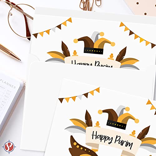 Elegant Gold & Brown Purim Greeting Cards