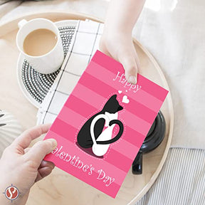 Tarjetas plegables ultra fucsias en blanco para el Día de San Valentín - Paquete de 25