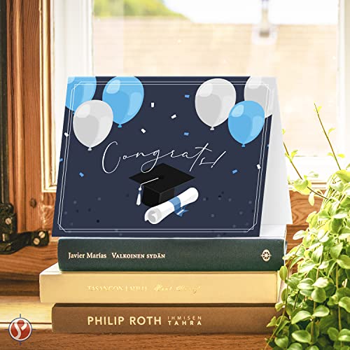 Congrats' Elegant Blue Graduation Greeting Cards and Envelopes - Perfect for Class of 2023