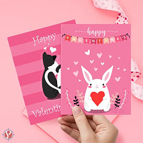 Tarjetas plegables ultra fucsias en blanco para el Día de San Valentín - Paquete de 25