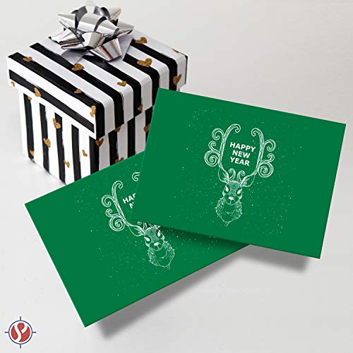 5x7” Holiday Green Flat Note Cards, 65lb (176gsm) | 50 Per Pack FoldCard