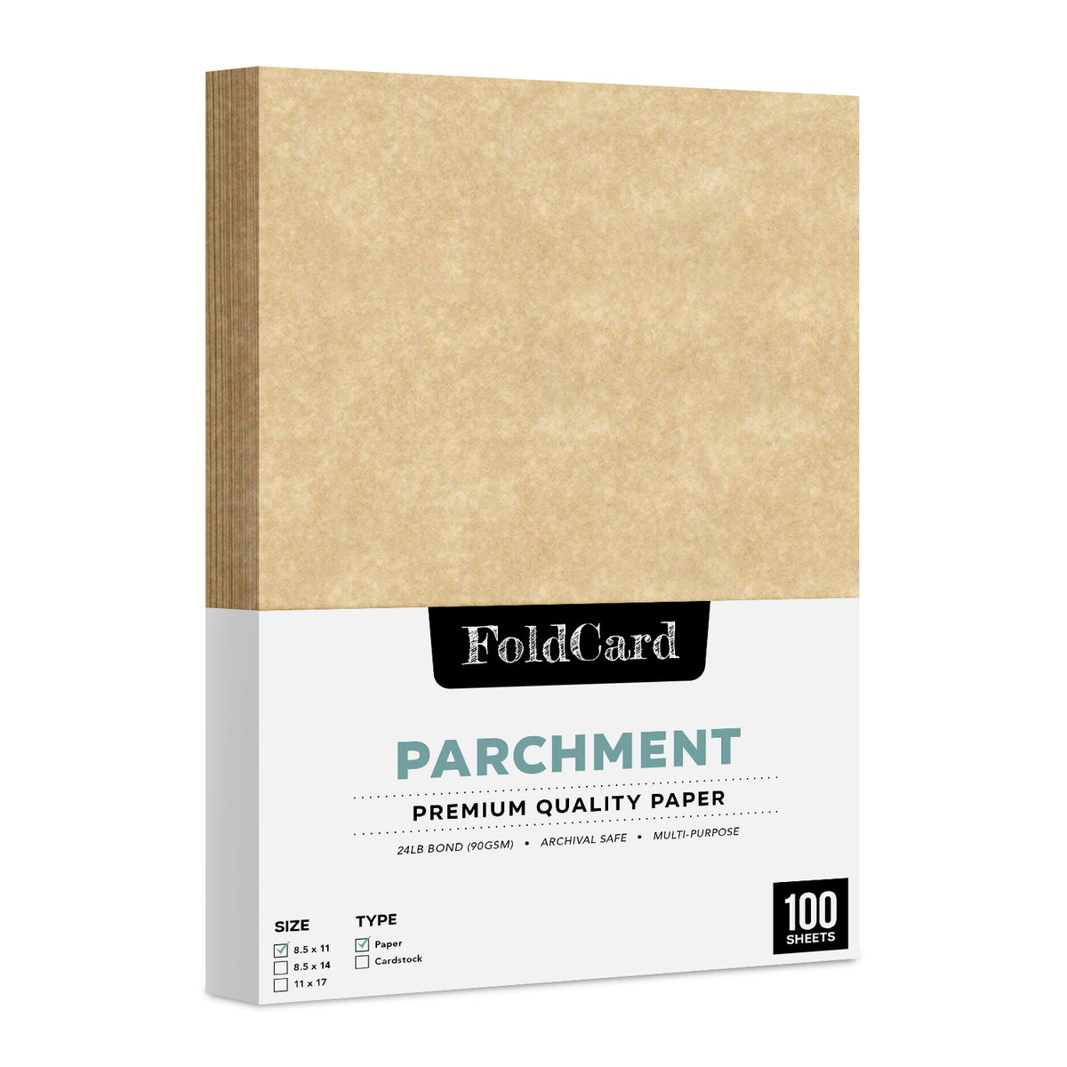 8.5 x 11 Papel Pergamino 24lb Texto 90gsm 100 Hojas