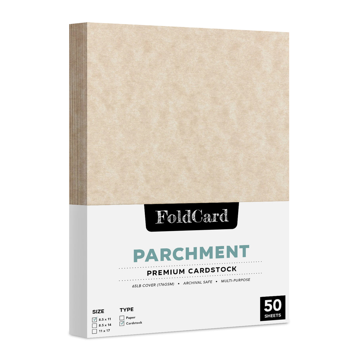 8,5 x 11 Papel pergamino Cubierta de 65 lb 176 g/m² 50 hojas