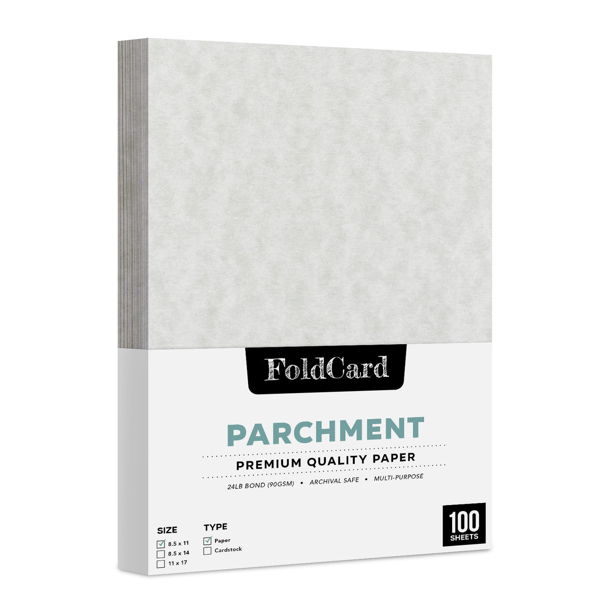 8.5 x 11 Papel Pergamino 24lb Texto 90gsm 100 Hojas