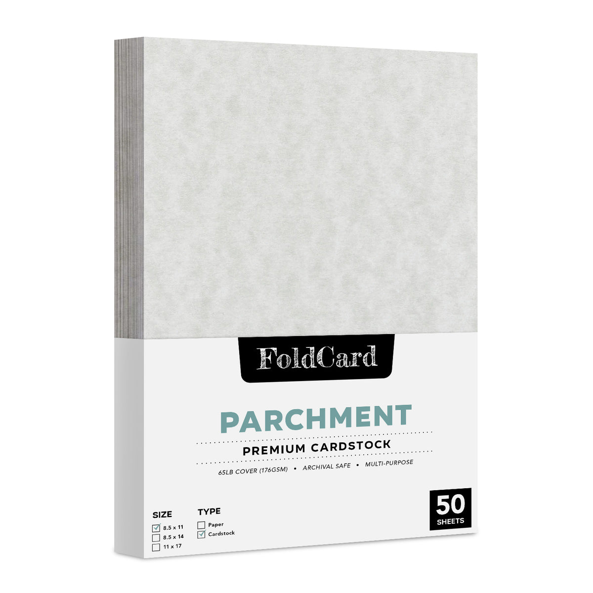 8,5 x 11 Papel pergamino Cubierta de 65 lb 176 g/m² 50 hojas